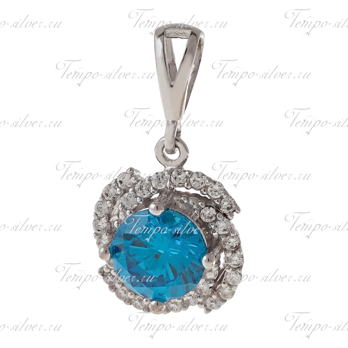 Подвеска из серебра с крупным голубым камнем в центре цветка из камней цена