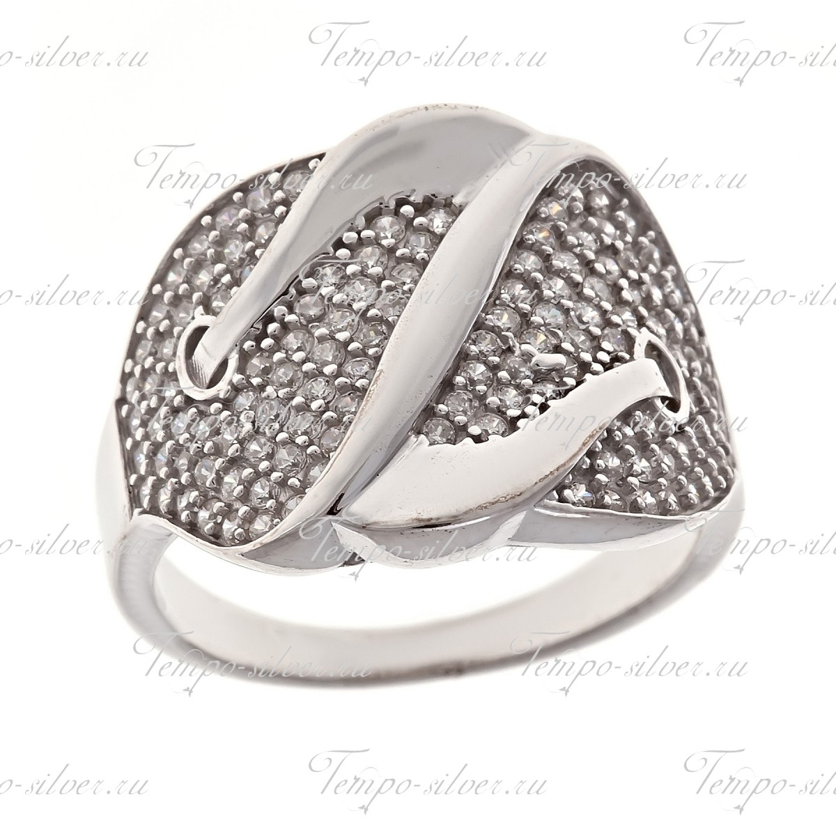 Кольцо из серебра с двумя переплетающимися лепестками цена