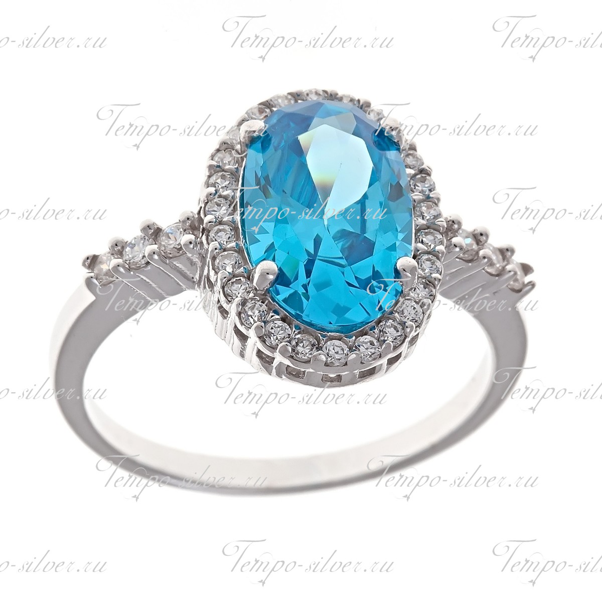 Кольцо из серебра с овальным голубым камнем цена