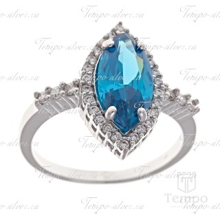 Кольцо из серебра с каплевидным голубым камнем