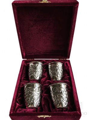 Стопки серебряные в наборе (4 штуки) Виноград на 60 мл
