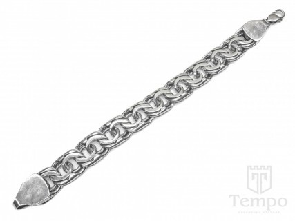 Толстый серебряный мужской браслет Бисмарк 18 мм