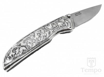 Нож складной из серебра Кубачи 20 см