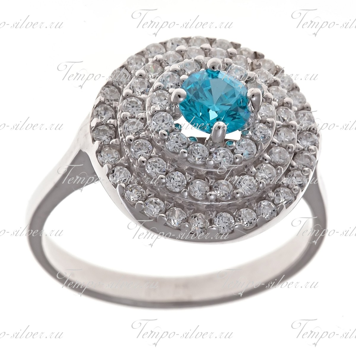 Кольцо серебряное с голубым камнем цена