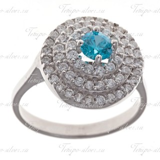 Кольцо серебряное с голубым камнем