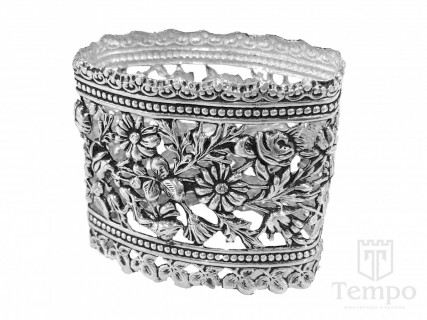 Кольцо для салфеток из серебра Цветы