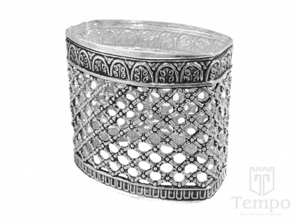 Серебряное кольцо для салфеток Сетка