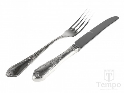 Столовые вилка и нож из серебра 925 пробы «Бантик»