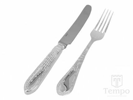 Набор из 2 серебряных десертных предметов «Немецкий» (вилка и нож)