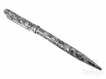 Серебряная шариковая ручка «Кубачи» с круглым концом