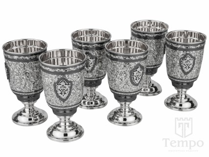 Серебряные стаканы «Ночное небо» в наборе 6 штук по 240 мл