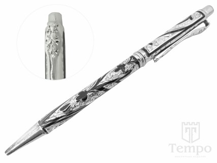 Серебряная шариковая ручка с чернью
