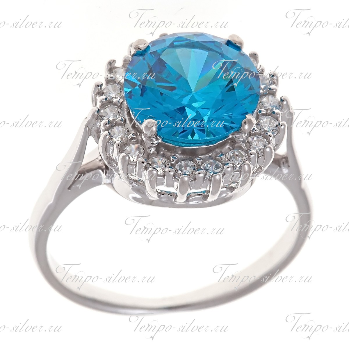 Кольцо серебряное с голубым камнем цена