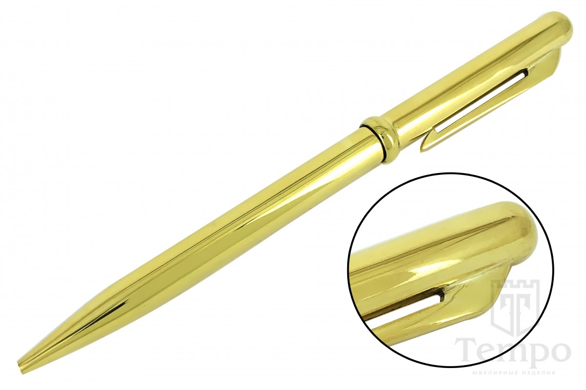 Позолоченная классическая гладкая серебряная ручка – купить в интернет- магазине «Темпо»