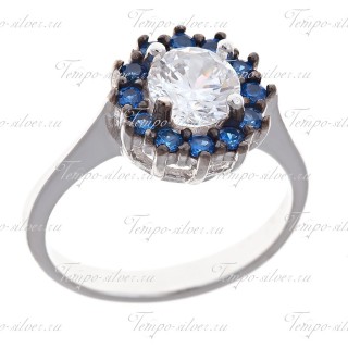 Кольцо круглое с ободком из синих камней