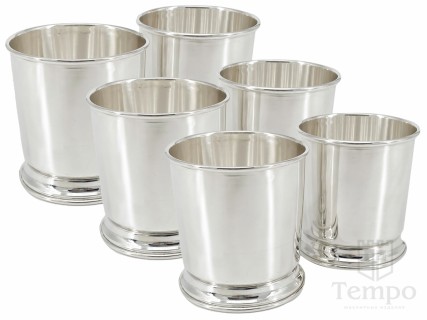 Набор гладких стаканов из серебра 999 пробы для виски по 190 мл