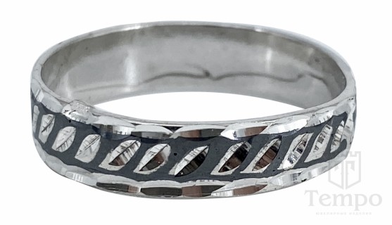 Кольцо из серебра 925 пробы с глубокой гравировкой  «Вертикаль»