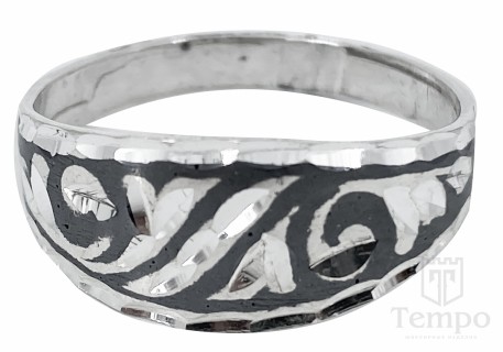 Кубачинское кольцо узкое из серебра 925 пробы