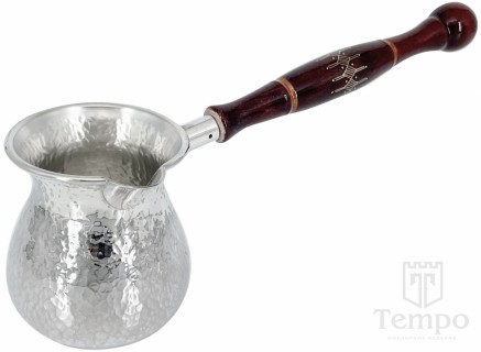 Турка маленькая из серебра 925 пробы с унцукульской ручкой «Зазеркалье» на 170 мл