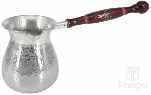 Турка большая из серебра 925 пробы с унцукульской ручкой «Зазеркалье» на 360 мл