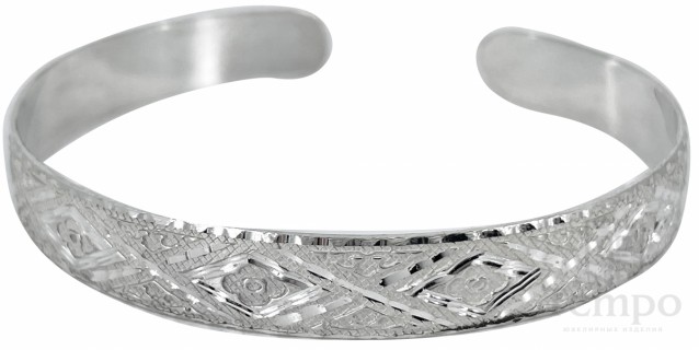 Серебряный узкий браслет с оксидированным покрытием «Блеск» 