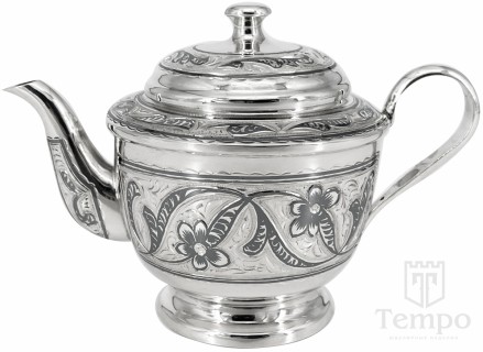 Чайник серебряный с чернью и гравировкой «Краса» на 350 мл
