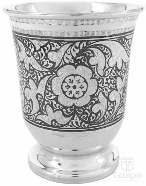 Серебряный стакан с чернением «Узорный каскад» на 130 мл