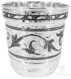 Серебряный стакан с гравировкой и чернением «Восторг» на 240 мл
