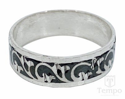 Обручальное кольцо с чернью «Кубачи»