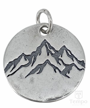 Серебряная подвеска медальон «Горы»