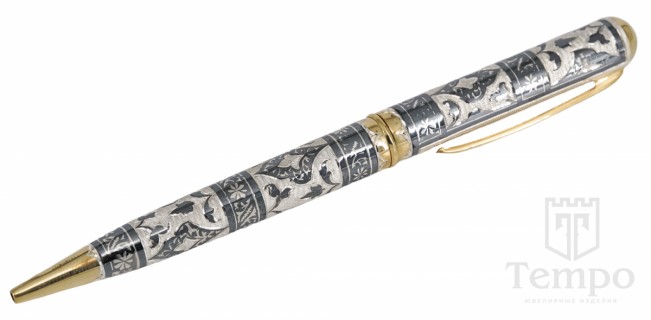 Серебряная широкая ручка с позолоченными элементами «Равномерность»