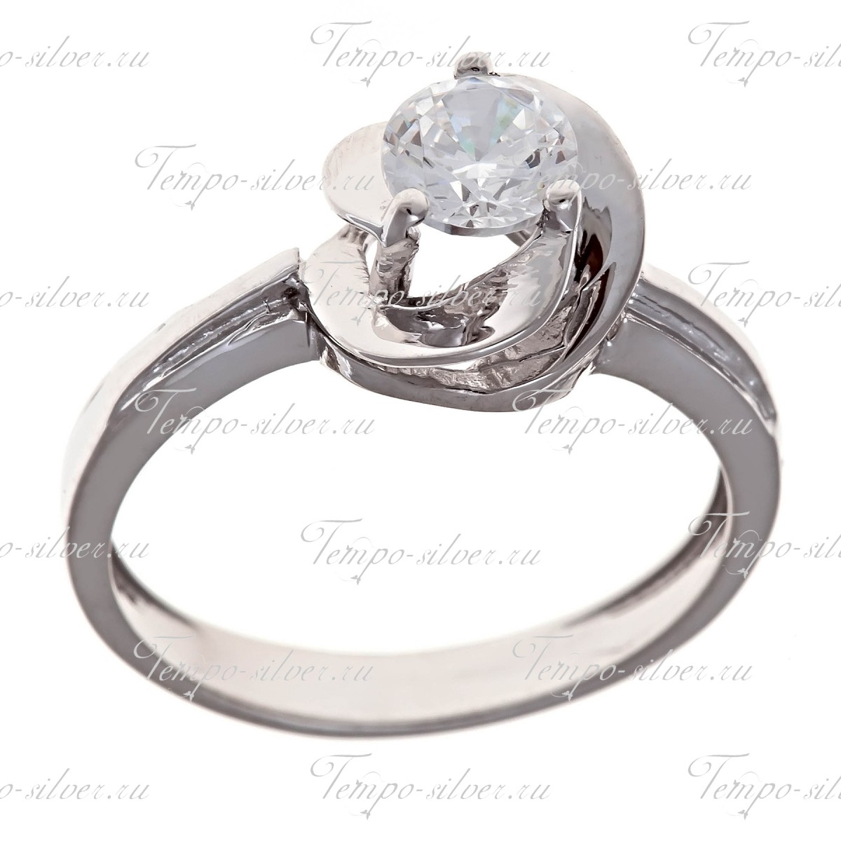 Кольцо из серебра с крупным камнем на высокой подножке Розочка цена