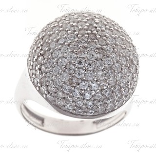 Кольцо из серебра с усыпанным белыми камнями кругом